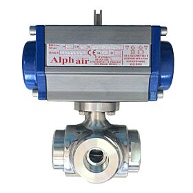 Airblock - Πνευματική τρίοδη ball valve ανοξείδωτη  1"  Alpha Pompe