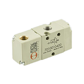 Airblock - Βαλβίδα αέρος με πνευματική εντολή PNV 33 PNS NC 3/2 1/4" METAL WORK ελατήριου