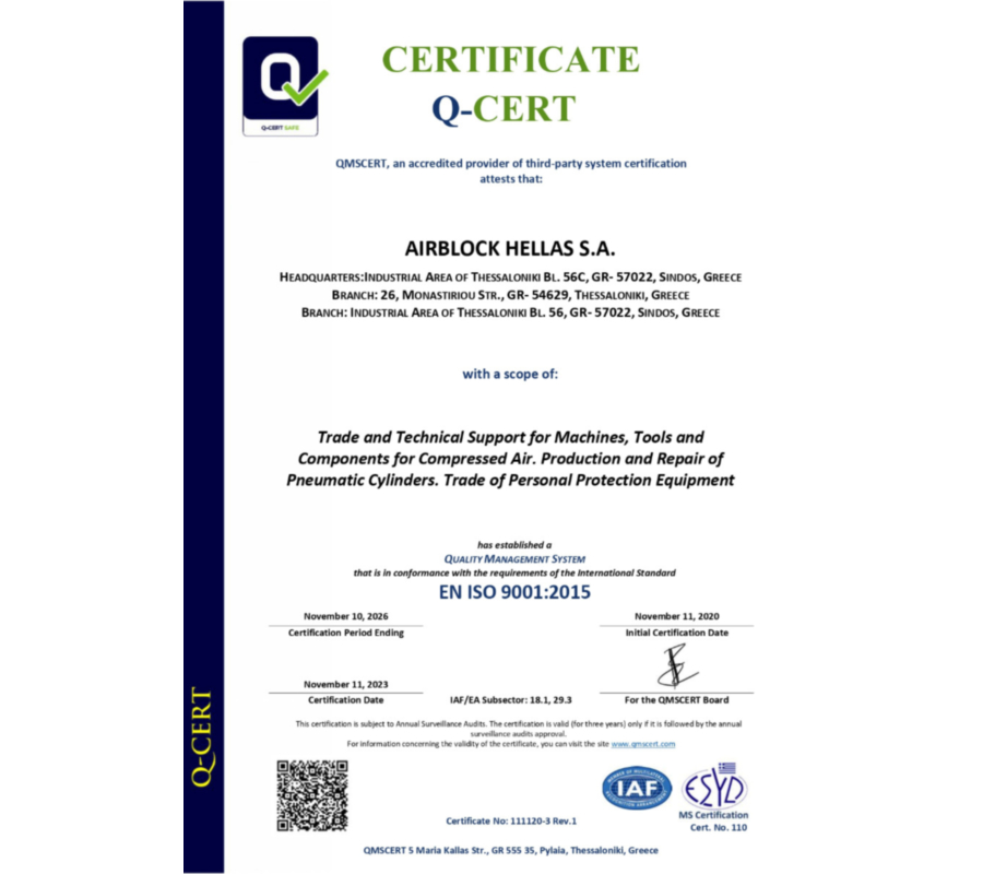 iso certificate airblock
